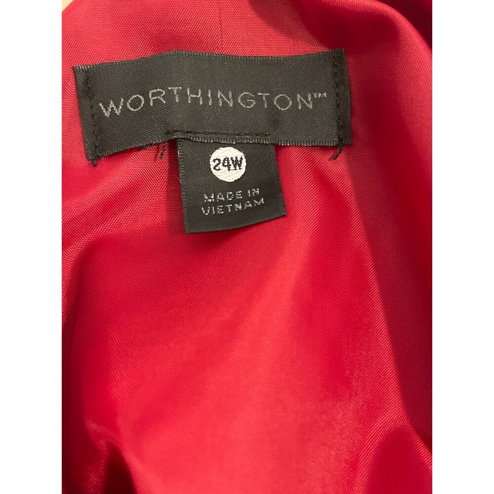 Worthington Peplum Sheath Dress Womens 24W Red Cap Sleeve Retro Revival Chic - Picture 5 of 8